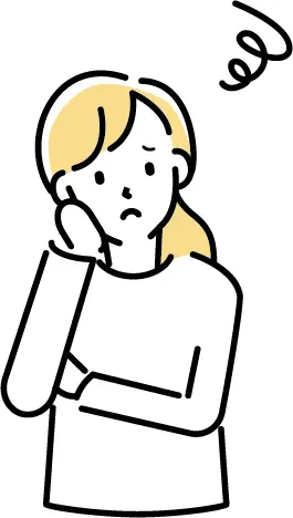 イラスト：女性が頬に手を当てて不安そうな顔をしている