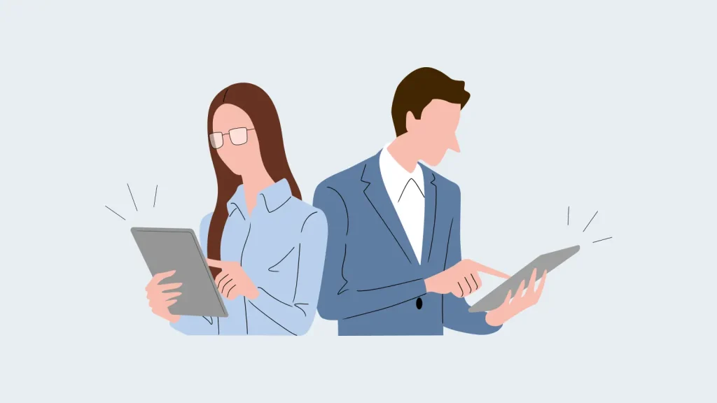 保護者がチェックしているイラスト